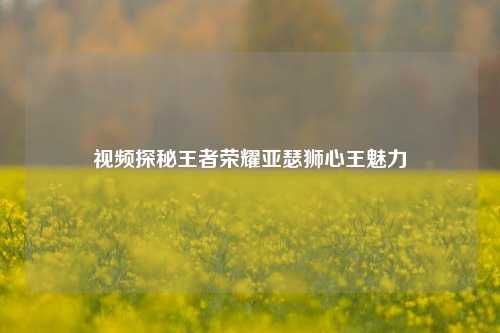 视频探秘王者荣耀亚瑟狮心王魅力