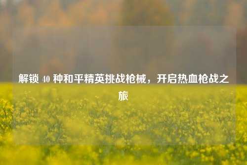 解锁 40 种和平精英挑战枪械，开启热血枪战之旅