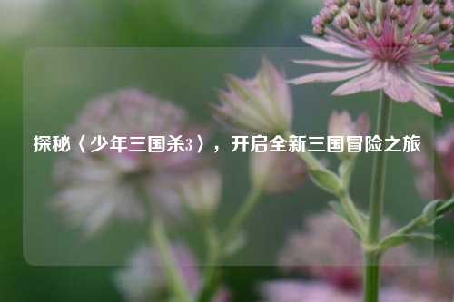 探秘〈少年三国杀3〉，开启全新三国冒险之旅