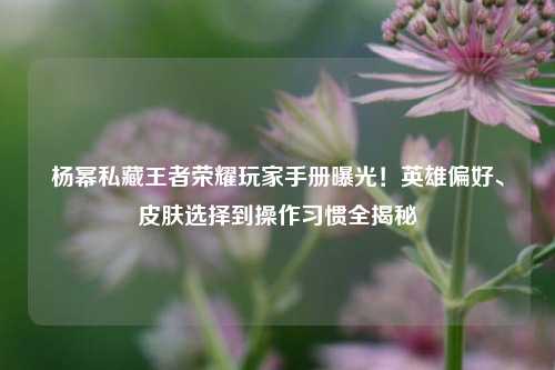 杨幂私藏王者荣耀玩家手册曝光！英雄偏好、皮肤选择到操作习惯全揭秘