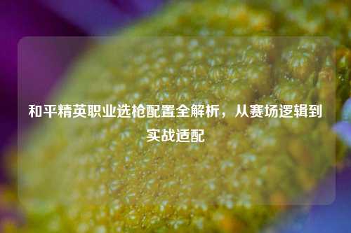 和平精英职业选枪配置全解析，从赛场逻辑到实战适配