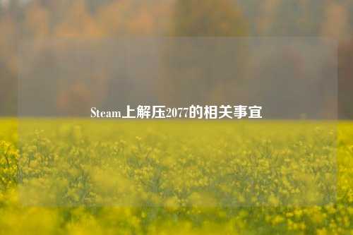 Steam上解压2077的相关事宜