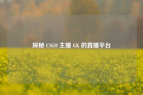 探秘 CSGO 主播 GK 的直播平台