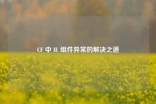 CF 中 IE 组件异常的解决之道