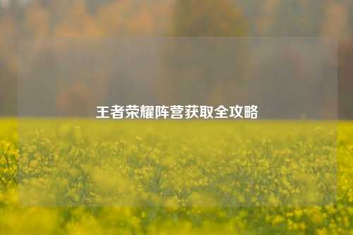 王者荣耀阵营获取全攻略