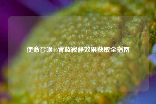 使命召唤16青蓝寂静效果获取全指南
