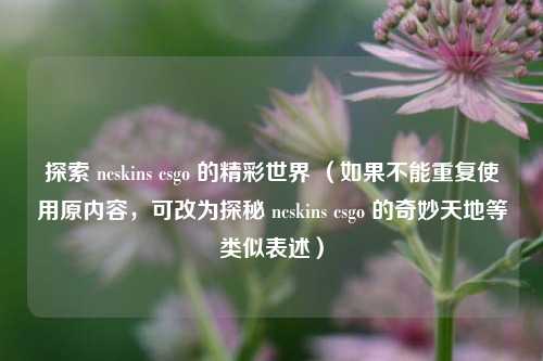 探索 ncskins csgo 的精彩世界 （如果不能重复使用原内容，可改为探秘 ncskins csgo 的奇妙天地等类似表述）