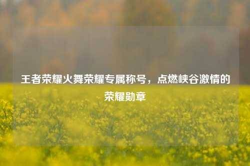 王者荣耀火舞荣耀专属称号，点燃峡谷***的荣耀勋章
