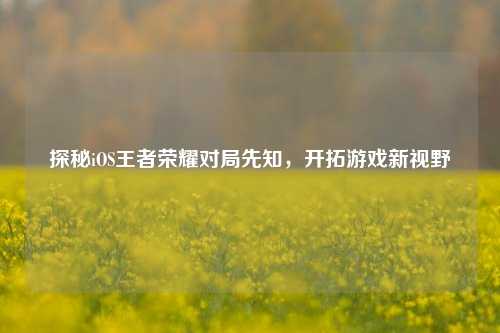 探秘iOS王者荣耀对局先知，开拓游戏新视野