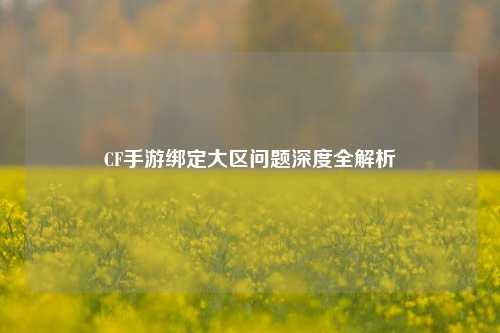 CF手游绑定大区问题深度全解析