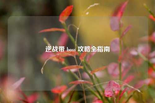 逆战带 boss 攻略全指南