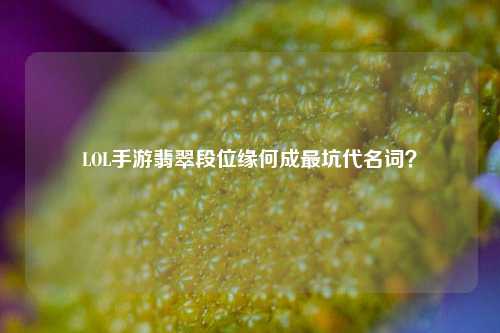 LOL手游翡翠段位缘何成最坑代名词?