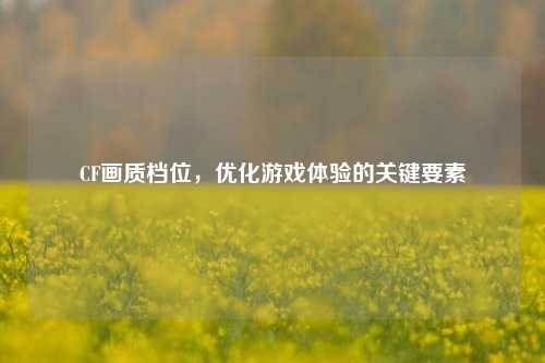 CF画质档位，优化游戏体验的关键要素