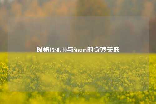 探秘1350710与Steam的奇妙关联