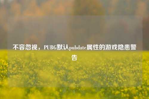 不容忽视，PUBG默认pubdate属性的游戏隐患警告