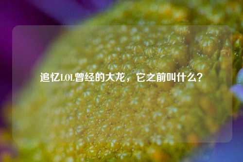 追忆LOL曾经的大龙,它之前叫什么?