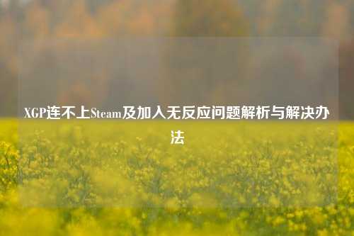 XGP连不上Steam及加入无反应问题解析与解决办法