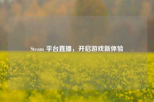 Steam 平台直播,开启游戏新体验