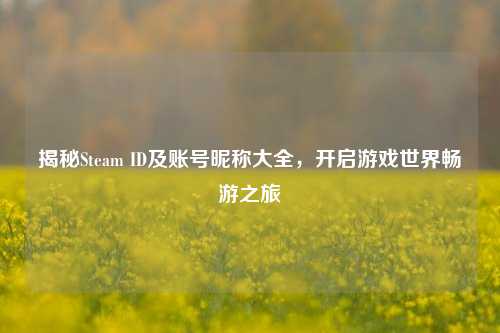揭秘Steam ID及账号昵称大全，开启游戏世界畅游之旅