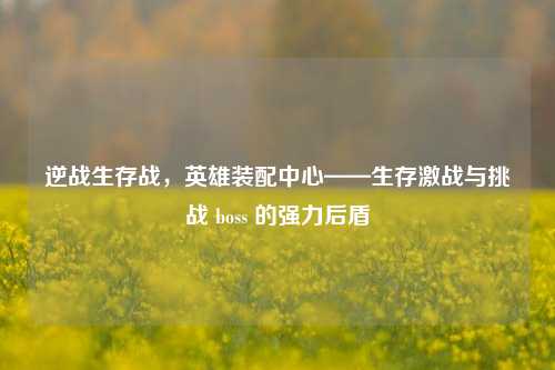 逆战生存战,英雄装配中心——生存激战与挑战 boss 的强力后盾