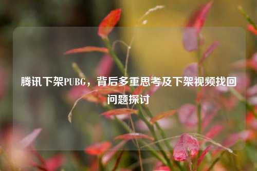 腾讯下架PUBG,背后多重思考及下架视频找回问题探讨