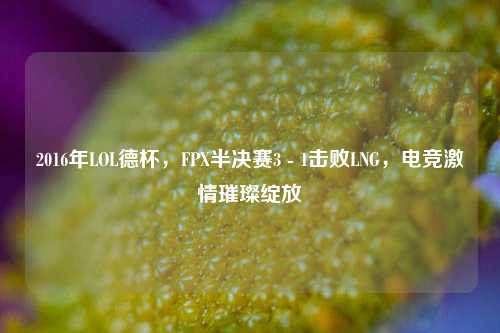 2016年LOL德杯,FPX半决赛3 - 1击败LNG,电竞***璀璨绽放