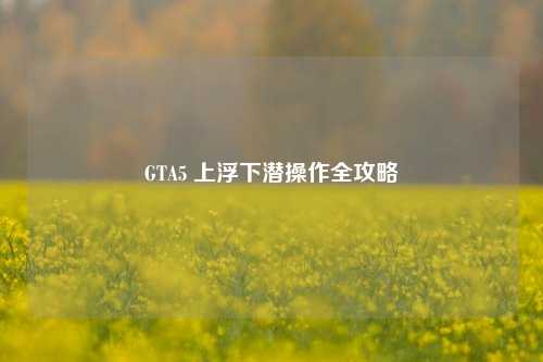 GTA5 上浮下潜操作全攻略