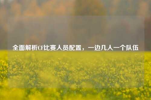 全面解析CF比赛人员配置,一边几人一个队伍