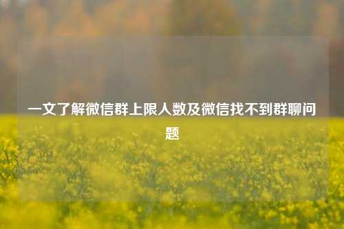 一文了解微信群上限人数及微信找不到群聊问题