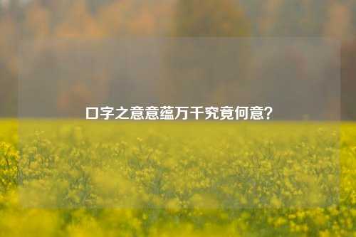 口字之意意蕴万千究竟何意？