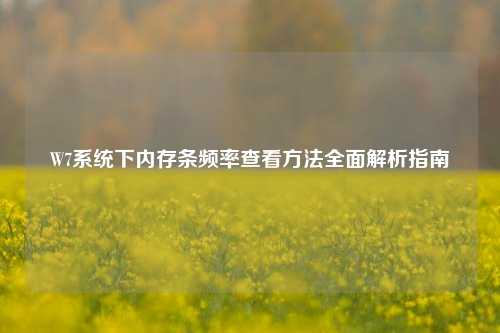 W7系统下内存条频率查看 *** 全面解析指南