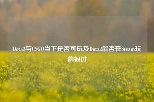 Dota2与CSGO当下是否可玩及Dota2能否在Steam玩的探讨
