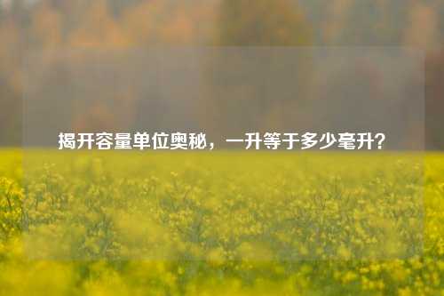 揭开容量单位奥秘,一升等于多少毫升?