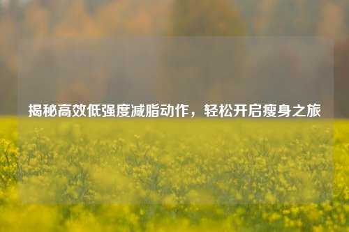 揭秘高效低强度减脂动作,轻松开启瘦身之旅