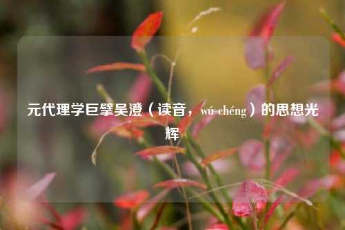 元 *** 学巨擘吴澄(读音,wú chéng)的思想光辉