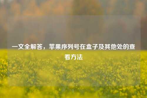 一文全解答，苹果序列号在盒子及其他处的查看 *** 