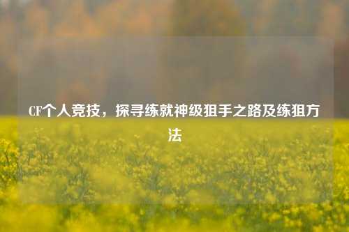 CF个人竞技,探寻练就神级狙手之路及练狙 ***