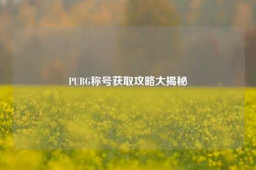 PUBG称号获取攻略大揭秘