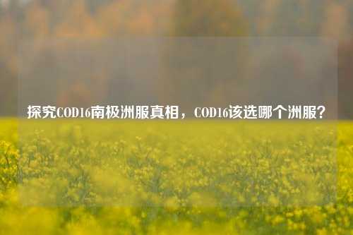 探究COD16南极洲服真相,COD16该选哪个洲服?