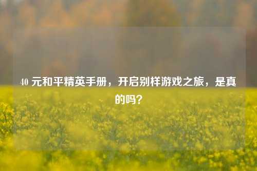 40 元和平精英手册，开启别样游戏之旅，是真的吗？