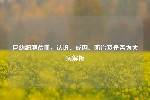 巨幼细胞贫血，认识、成因、防治及是否为大病解析