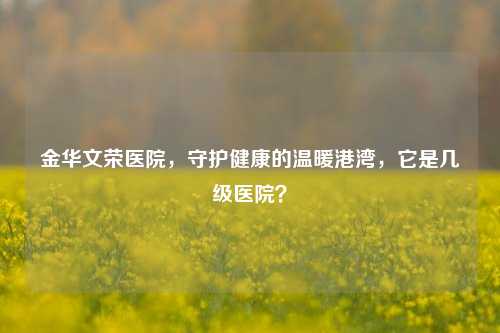 金华文荣医院，守护健康的温暖港湾，它是几级医院？