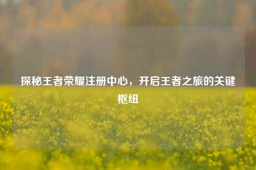 探秘王者荣耀注册中心，开启王者之旅的关键枢纽