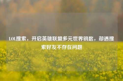 LOL搜索,开启英雄联盟多元世界钥匙,却遇搜索好友不存在问题
