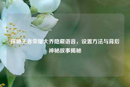 探秘王者荣耀大乔隐藏语音,设置 *** 与背后神秘故事揭秘