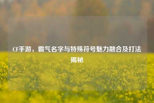 CF手游,霸气名字与特殊符号魅力融合及打法揭秘