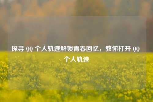 探寻 *** 个人轨迹解锁青春回忆,教你打开 *** 个人轨迹